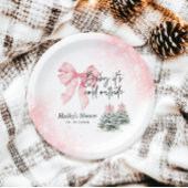 Assiettes En Carton Baby Its Cold Outside, Pink Bow Winter Baby Shower