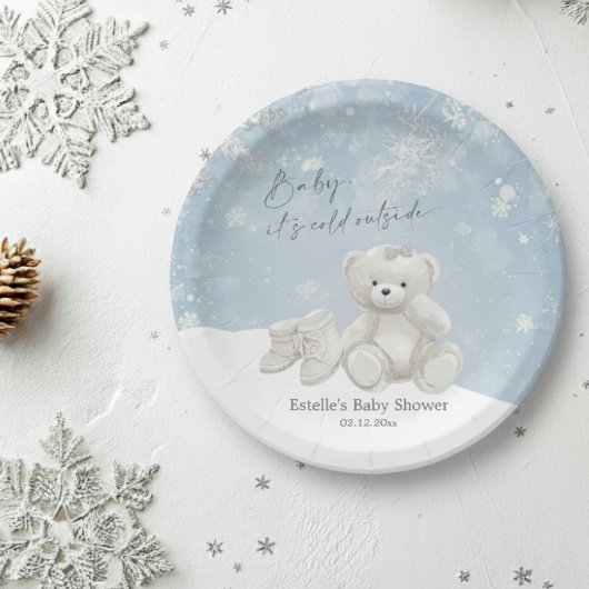 Assiettes En Carton Baby, It's Cold Outside Teddy Bear Winter Party