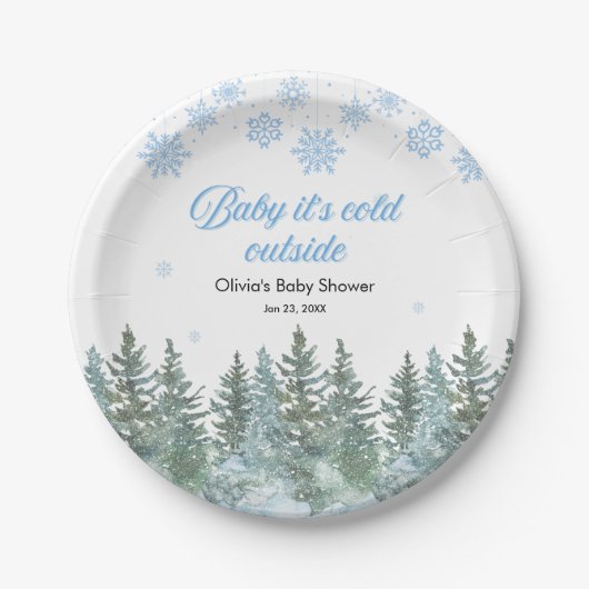 Assiettes En Carton Baby It's Cold Outside Winter Baby Shower (Devant)