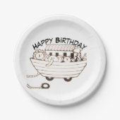 Assiettes En Carton Baby Noah Ark with curved Happy Birthday design (Devant)