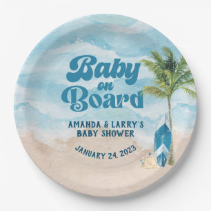Assiettes En Carton Baby on Board Beach Boy Baby shower