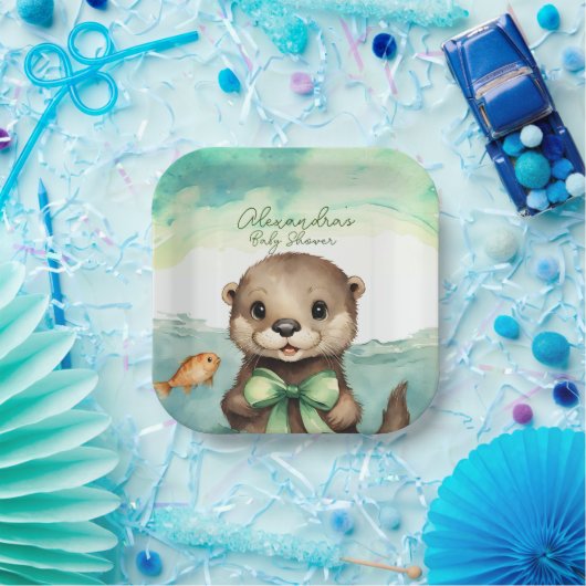 Assiettes En Carton Baby Otter Baby shower neutre selon le sexe (Fête)