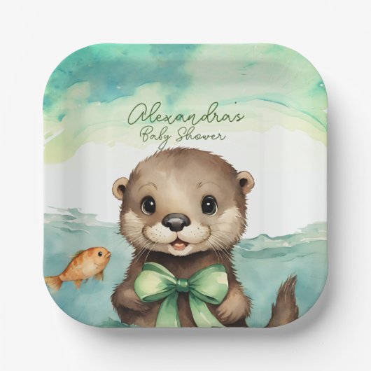 Assiettes En Carton Baby Otter Baby shower neutre selon le sexe (Recto)