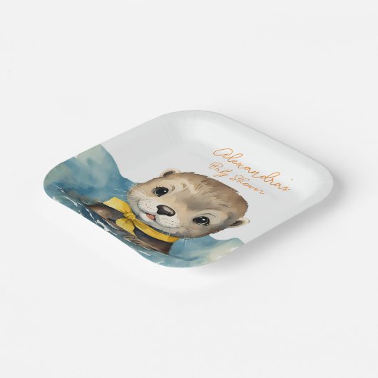 Assiettes En Carton Baby Otter Baby shower neutre selon le sexe (Angulaire)