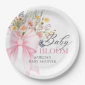 Assiettes En Carton Baby Pink Bow Baby Shower Fleur Bébé (Devant)
