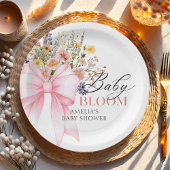 Assiettes En Carton Baby Pink Bow Baby Shower Fleur Bébé