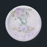 Assiettes En Carton Baby Purple Floral Elephants Twins Baby shower<br><div class="desc">Personnalisez facilement et rapidement cette mignonne petite fille en papier baby shower d'éléphant à fleurs avec votre propre libellé. Cliquez simplement sur le bouton Modifier à l'aide des outils de conception pour modifier davantage le texte, le libellé, le style de police, la taille de police, la couleur de police, ajouter...</div>