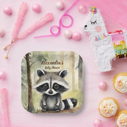 Assiettes En Carton Baby Raccoon Baby shower neutre pour les femmes (Fête)