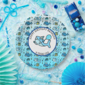 Assiettes En Carton Baby Shark and Whales Personnalisation de l'annive (Fête)