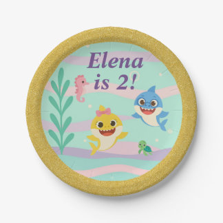 Assiettes En Carton Baby Shark Birthday Party Plates