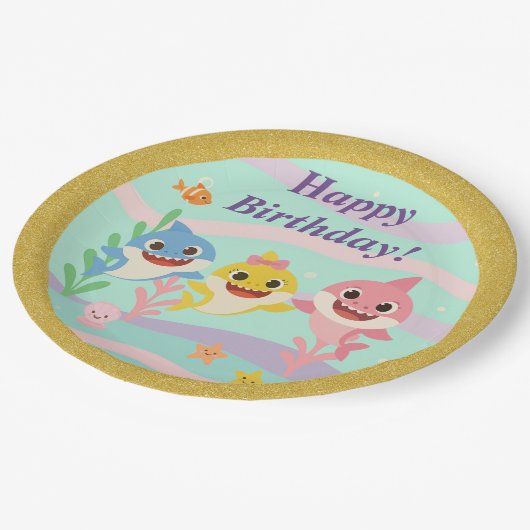Assiettes En Carton Baby Shark Birthday Party Plates (Angle)