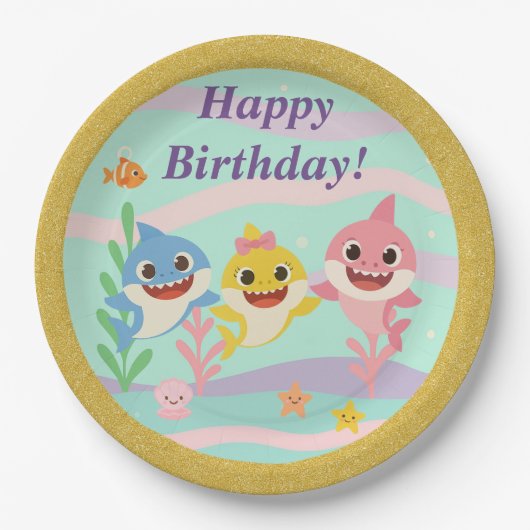 Assiettes En Carton Baby Shark Birthday Party Plates (Devant)