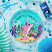 Assiettes En Carton Baby Shark Coral Turquoise fête d'anniversaire (Fête)