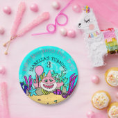 Assiettes En Carton Baby Shark Coral Turquoise fête d'anniversaire (Fête)