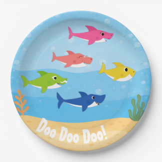 Assiettes En Carton Baby Shark Dinner Plates