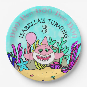 Assiettes En Carton Baby Shark Girl's Birthday Party