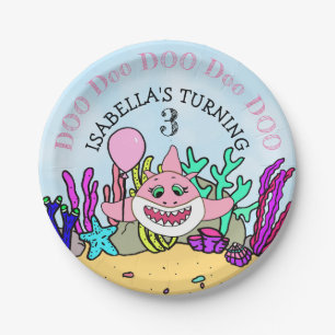 Assiettes En Carton Baby Shark Girl's Birthday Party