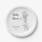 Assiettes En Carton Baby shower à ballets et éléphants (Devant)