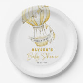 Assiettes En Carton Baby shower à ballon à air chaud jaune (Devant)