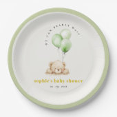 Assiettes En Carton Baby shower à ballon d'attente neutre vert (Devant)