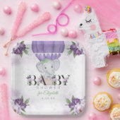 Assiettes En Carton Baby shower à bulle à air chaud Purple Elephant (Fête)
