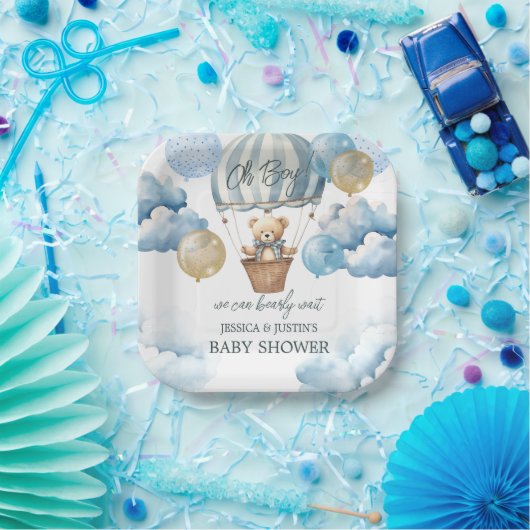 Assiettes En Carton Baby shower à bulle à air chaud Teddy Bear (Fête)