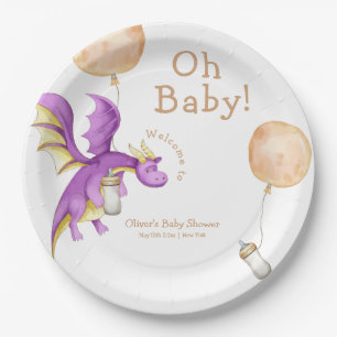 Assiettes En Carton Baby shower à bulle Fairy Dragon Bottle Bienvenue