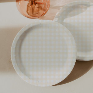 Assiettes En Carton Baby Shower à carreaux Gingham jaune