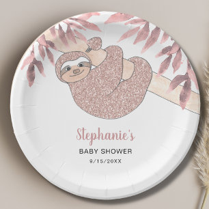 Assiettes En Carton Baby shower à fentes roses
