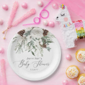 Assiettes En Carton baby shower à feuillage persistant élégant et neut (Fête)