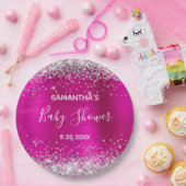 Assiettes En Carton Baby shower à huile rose chaud Parties scintillant (Fête)