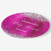Assiettes En Carton Baby shower à huile rose chaud Parties scintillant (Angle)
