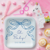 Assiettes En Carton Baby shower à mâchoire blanche rétro (Fête)