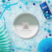 Assiettes En Carton Baby shower à points de Polka vert éléphant bébé (Fête)