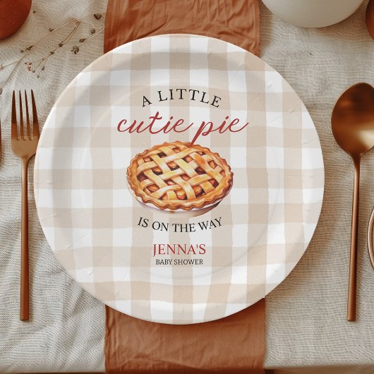 Assiettes En Carton Baby shower à tarte Little Cutie En vichy automne