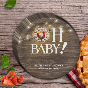 Assiettes En Carton Baby shower à tarte rustique Oh Baby Cutie