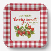 Assiettes En Carton Baby shower à thème Berry Sweet Strawberry (Recto)