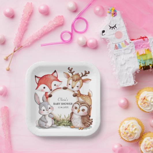 Assiettes En Carton Baby shower à thème en bois personnalisé (Fête)