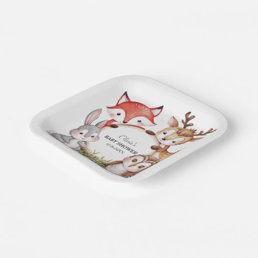 Assiettes En Carton Baby shower à thème en bois personnalisé (Angulaire)