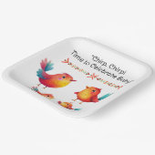 Assiettes En Carton Baby shower À Thème Oiseau Mignonne Aquarelle (Angulaire)