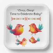 Assiettes En Carton Baby shower À Thème Oiseau Mignonne Aquarelle (Recto)