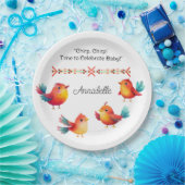 Assiettes En Carton Baby shower À Thème Oiseau Mignonne Aquarelle (Fête)