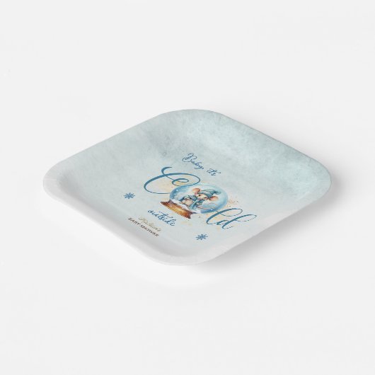 Assiettes En Carton Baby shower à thème Snowglobe (Angulaire)