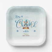 Assiettes En Carton Baby shower à thème Snowglobe (Recto)