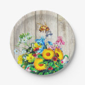 Assiettes En Carton Baby shower abeilles Rustique Floral Pacifier (Devant)