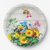 Assiettes En Carton Baby shower abeilles Rustique Floral Pacifier (Devant)