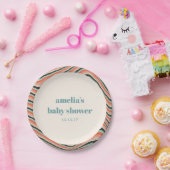 Assiettes En Carton Baby shower Abstrait Aqua Peach (Fête)