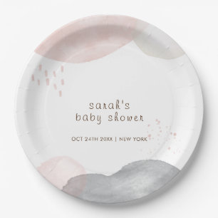 Assiettes En Carton Baby shower Abstrait minimaliste Boho