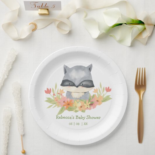 Assiettes En Carton Baby shower adorable Bébé Raccoon mignon (Mariage)