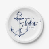 Assiettes En Carton Baby shower Ancre nautique Plaques de papier blanc (Devant)